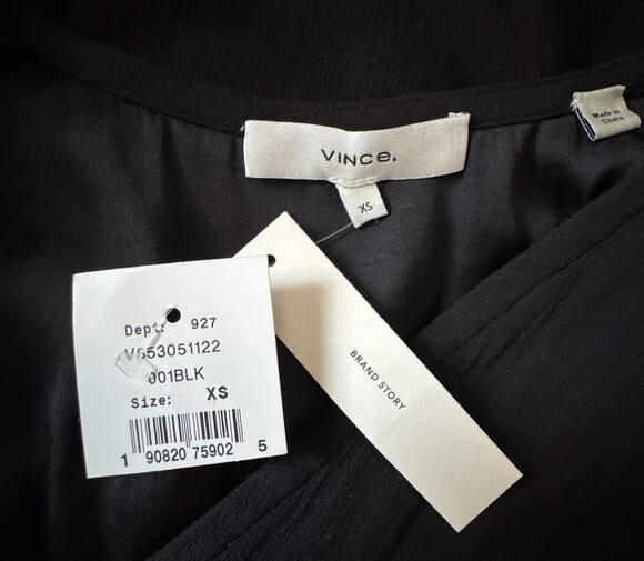 Vince Women's Cinched Sleeveless Midi Dress Cotton Voile Black Size XS NWT - Picture 10 of 12